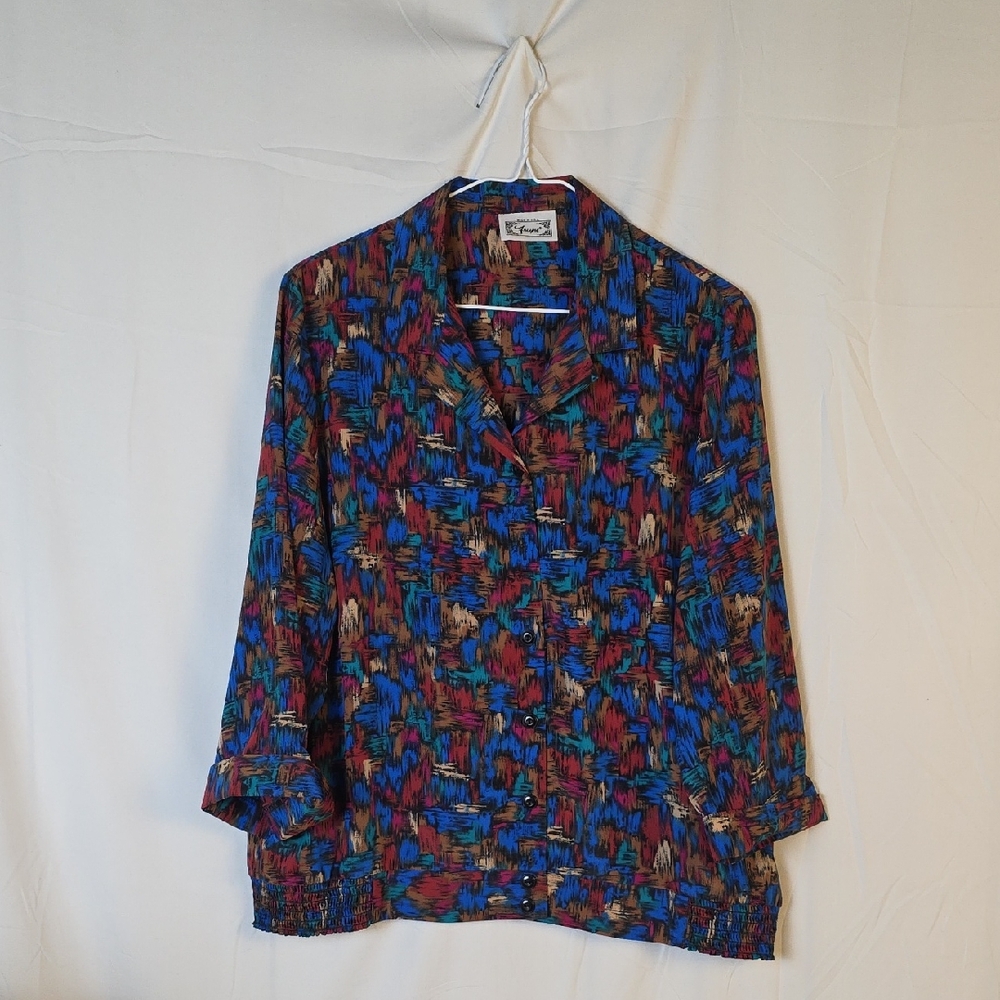 Vintage Frane Multicolor Abstract Button Up Shirt